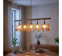 Lampe à suspension en cristal plafonnier ambre pendule éclairage salle à manger WOFI 7320.05.05.6000