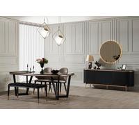 Luxe Table de salle à manger Confortable 2x chaises Tabouret Commode avec miroir Groupes de salle à manger