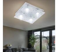 Luxe Verre LED Plafonnier Argent Bureau Hall Luminaire Lampe Lumière