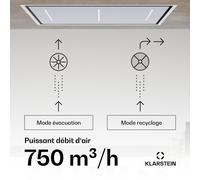 LuxeAir Hotte aspirante | 90 cm | WiFi + Bluetooth | LED | 750 m³/h | Évacuation/circulation de l'air | CEE : A A