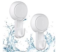 Luxear Lot 2 Crochet Ventouse Mural Puissante 3KG, Crochet Vacuum Salle de Bain Porte Serviette Peignoir Couronne Manteau Torchon à Ventouse, Ustensile Cuisine Douche Crochet Plastique Blanc