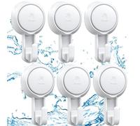 Luxear Lot 6 Crochet Ventouse Mural Puissante 5KG, Crochet Vacuum Plastique Porte Serviette Peignoir Couronne Manteau Torchon à Ventouse, Ustensile de Salle de Bain Cuisine Fenêtre Blanc