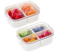 Luxear Lot de 2 Snack Box Plateau de Service Divisé 4+2 Compartiments avec Couvercle, Boîte de Conservation Alimentaire Boîte à Goûter Lavable pour Déjeuner Noix Fruits Biscuits Snacks Bonbons