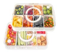 Luxear Lot de 2 Snack Box Plateau de Service Divisé 8+6 Compartiments