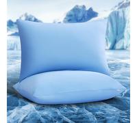 Luxear Lot de 2 Taies d'oreiller Rafraîchissantes Elastiques avec Refroidissement Arc-Chill Respirantes,Housses de Coussin Soyeuses avec Fermeture Eclair, 40 x 80 cm, Bleu
