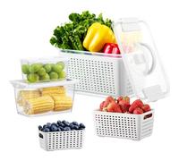 Luxear Lot De 3 Boîte Rangement Frigo,Boîte De Conservation Alimentaire Fraîcheur Passant au Lave-Vaisselle,Récipient Bac Conservation Salade Légume Fruit Fromage