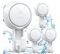 LUXEAR Lot de 4 crochets à ventouse réutilisables pour mur de douche, salle de bain, fenêtre, porte en verre, crochet robuste pour couronne de salle de bain, cuisine