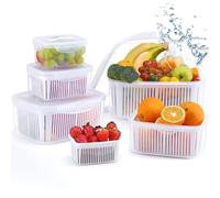 Luxear Lot De 5 Boîte Rangement Frigo,Boîte Conservation Alimentaire Blanc