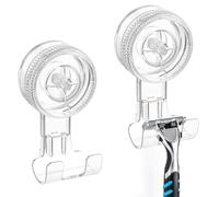 Luxear Porte Rasoir Ventouse Douche Lot de 2, Crochet Ventouse Mural Amovible pour Salle de Bain Cuisine Chambre Carrelage Porte Serviette Rasoir Vetement Sac