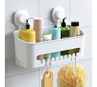 Luxear Serviteur de Rangement Douche à Suspendre Ventouse | sans Perçage Réutilisable, Étagère Douche Amovible, Panier de Serviteur Mural Plastique pour Salle De Bain/Toilette/Cuisine