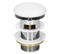 LuxeBath Bonde de Lavabo Pop Up Garniture Vidage Universel pour Vasques Lave-Mains Évier avec Trop-Plein Bouchon de Vidange Couvercle Céramique Blanc Inox, 1 1/4 Pouce, avec Joints