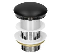 LuxeBath Bonde de Lavabo Pop Up Garniture Vidage Universel pour Vasques Lave-Mains Évier sans Trop-Plein Bouchon de Vidange Couvercle Céramique Noir Inox, 1 1/4 Pouce, avec Joints