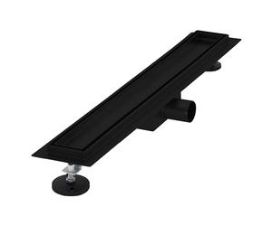 LuxeBath Caniveau de Douche 60 cm 2en1 à Carreler, Noir, Acier Inoxydable, avec Appareil Désodorisant et Filtre à Cheveaux Amovible, Pieds Réglable en Hauteur, Siphon Double Face, Écoulement de Sol