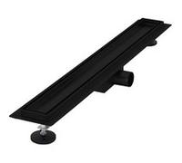 LuxeBath Caniveau de douche 70 cm 2-en-1, réversible, carrelable, extra-plat, en acier inoxydable noir, siphon anti-odeur, filtre cheveux, débit 30L/min, pieds réglables, kit complet installation Schw