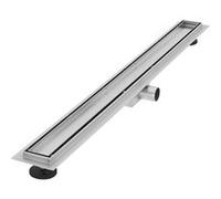 LuxeBath Caniveau de douche 90 cm 2-en-1, réversible, carrelable, extra-plat, en acier inoxydable argenté, siphon anti-odeur, filtre cheveux, débit 30L/min, pieds réglables, kit complet installation A