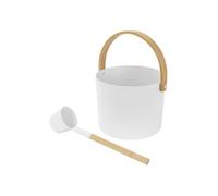 LuxeBath Ensemble de 2 Accessoires pour Sauna, Blanc en Aluminium et Bambou, Seau