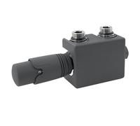 LuxeBath Kit de Raccordement Robinetterie Multiblock, Anthracite, Universel d'angle et de Passage, avec Tête Thermostatique, pour Radiateur Salle de Bain avec Raccord Central, Garniture de Connexion