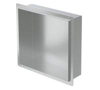 LuxeBath Niche de Douche Encastrée Murale, 30x30x10 cm, en Acier Inoxydable, Argent, sans Rebord, Étagère Encastrable Salle de Bain,