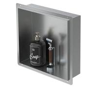 LuxeBath Niche de Douche Encastrée Murale, 30x30x10 cm, en Acier Inoxydable, Argent, sans Rebord, Étagère Encastrable Salle de Bain, Seule Couche, Rangement Articles Toilette, avec Matériel Montage