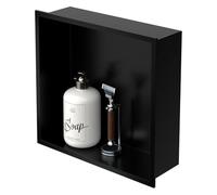 LuxeBath Niche de Douche Encastrée Murale, 30x30x10 cm, en Acier Inoxydable, Noir, Étanche, Étagère avec Cadre Salle de Bain, Encastrable, Seule Couche, Rangement Articles Toilette, Matériel Montage