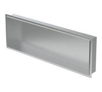 LuxeBath Niche de douche encastrée murale en acier inoxydable argenté 90x30x10 cm, étagère carrelable sans rebord, rangement accessoires et articles de toilette et salle de bain, installation flexible