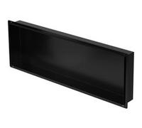 LuxeBath Niche de Douche Encastrée Murale, 90x30x10 cm, en Acier Inoxydable, Noir, sans Rebord, Étagère Encastrable Salle de Bain, Étanche, Seule Couche, Rangement Articles Toilette, Matériel Montage
