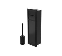 LuxeBath Niche Module Encastré, avec Couvercle 60 x 20 x 14 cm, en Acier Noir Mat, Espace de Rangement à Papier Hygiénique et Porte-Brosses, avec Support de Rouleau Fermé, Armoire Murale à Carreler WC