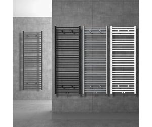 LuxeBath Radiateur de Salle de Bain Design Sahara, 600 x 1500 mm, Noir Mat, Forme Droit avec Connexion Central, sans Kit de Raccordement, Non Electrique, avec Kit de Montage Mural, Sèche-Serviettes