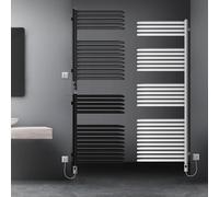 LuxeBath Radiateur de Salle de Bain Électrique Anthracite 500x800 mm + Résistance 300W et Thermostat Écran LCD, Sèche-Serviettes Porte-Serviettes Mural avec Thermoplongeur Élément Chauffant en Acier