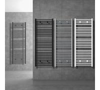 LuxeBath Radiateur de Salle de Bain Sahara 400 x 1200 mm Blanc Courbé Raccord Latéral au Bas, avec Résistance Électrique 900W Thermostat Affichage Digital, Sèche-Serviettes à Cartouche Chauffante