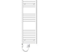 LuxeBath Radiateur Électrique de Salle de Bain Sahara 400x1200 mm Blanc Raccord Latéral Courbe Elément Chauffant 900W +Thermostat Affichage Digital Sèche-serviettes Minuterie et Kit de Fixation Inclus