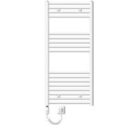 LuxeBath Radiateur Électrique de Salle de Bain Sahara 600x1200 mm Blanc Raccord Latéral Droit Elément Chauffant 900W +Thermostat Affichage Digital Sèche-serviettes Minuterie et Kit de Fixation Inclus 