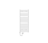 LuxeBath Radiateur Électrique de Salle de Bain Sahara 600x1500 mm Blanc Raccord Latéral Droit Elément Chauffant 1200W +Thermostat Affichage Digital Sèche-serviettes Minuterie et Kit de Fixation Inclus