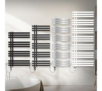 LuxeBath Radiateur Électrique pour Salle de Bain Iron EM, 500x1200mm Chrome + Résistance 1200W, Thermostat Affichage Numérique, Porte-Serviettes Mural à Cartouche Chauffante, Radiateur à Panneaux