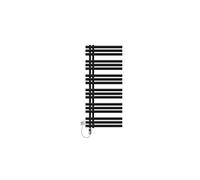 LuxeBath Radiateur Électrique pour Salle de Bain Iron EM, 600x1400 mm, Noir Mat, Résistance 1200W Chromée, Thermostat Affichage Numérique, Porte-Serviettes à Cartouche Chauffante, Radiateur à Panneaux