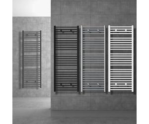 LuxeBath Radiateur Electrique Sahara 400x800 mm, Chromé, Sèche-Serviettes en Panneau, Raccordement Latéral Courbé, Barre Chauffante Thermostat 300 W et Affichage Numérique, Radiateur de Salle de Bain