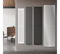 LuxeBath Radiateur Panneau Design Stella, 260x1600 mm, Blanc, Connexion Centrale au Bas, avec Garniture de Raccordement et Thermostat Forme d'angle, Plat, Vertical, Monocouche, pour la Salle de Bain