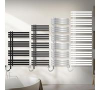 LuxeBath Radiateur Salle de Bain Design Iron EM 600x1400 mm, en Acier, Noir Mat, Sèche-Serviette à Panneaux, Porte-Serviettes Chauffant, Raccordé au Système Chauffage Central, Kit de Montage Inclus