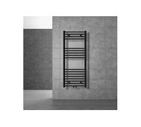LuxeBath Radiateur Salle de Bain Sahara, 500x1200 mm, Noir Mat, Droite avec Connexion