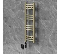 LuxeBath Radiateur Sèche-Serviettes Électrique 300 x 800 mm, Design Sahara | avec Élément Chauffant Digital 300W Chromé, Modèle Droit, Raccordement Latéral en Bas, Kit de Fixation Inclus, Beige Mat