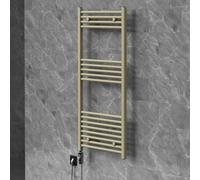 LuxeBath Radiateur Sèche-Serviettes Électrique 600 x 1200 mm, Design Sahara | avec Élément Chauffant Digital 600W Chromé, Modèle Droit, Raccordement Latéral en Bas, Kit de Fixation Inclus, Beige Mat