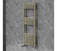 LuxeBath Sèche-Serviettes 500x1200 mm et Kit Robinet d'Angle Thermostatique | pour Chauffage Central à Eau Chaude, Raccordement Latéral Bas, Radiateur Mural de Salle de Bain, Forme Courbé, Beige Mat