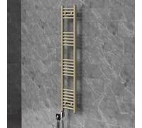 LuxeBath Sèche-Serviettes Électrique Sahara 300 x 1400 mm, Radiateur Mural | avec Élément Chauffant 300W Chromé, Porte-Serviettes Modèle Droit, Raccordement Latéral, Kit de Fixation Inclus, Beige Mat
