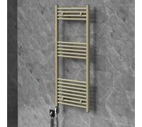 LuxeBath Sèche-Serviettes Électrique Sahara 600 x 1200 mm, Radiateur Mural | avec Élément Chauffant 600W Chromé, Porte-Serviettes Modèle Droit, Raccordement Latéral, Kit de Fixation Inclus, Beige Mat