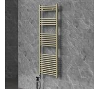 LuxeBath Sèche-Serviettes Électrique Sahara 600 x 1500 mm, Radiateur Mural | avec Élément Chauffant 600W Chromé, Porte-Serviettes Modèle Droit, Raccordement Latéral, Kit de Fixation Inclus, Beige Mat