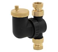 LuxeBath Séparateur d’Air pour Chauffage à Eau Chaude avec Purgeur Automatique Rapide, Dégazeur pour Conduite de Départ, Montage Horizontal ou Vertical, Boîtier en Plastique et Raccords en Laiton