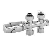 LuxeBath Set de Raccordement Thermostatique Chromé Multiblock Forme de Passage avec Tête Chrom