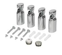 LuxeBath Support pour Radiateur de Salle de Bain - Chrome - pour Modèles Droits et Courbes - Matériel de Montage: Supports Muraux, Vis et Chevilles, Vis de Support, Vanne de Purge 1/2", Obturateur