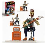 LUXEBLOCKS Jeu de Construction Guitare - Kit de 323 Pièces pour Adultes, Maquette Musicien avec Guitare Articulée pour Décoration Bureau, Cadeau Vintage pour Musiciens