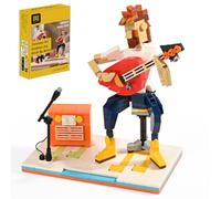 LUXEBLOCKS Music Rockstage Kit de construction de briques de guitariste 358 pièces - Scène de scène à faire soi-même avec support d'ampli et de micro, kit de modèle pour adulte, idée cadeau sur le